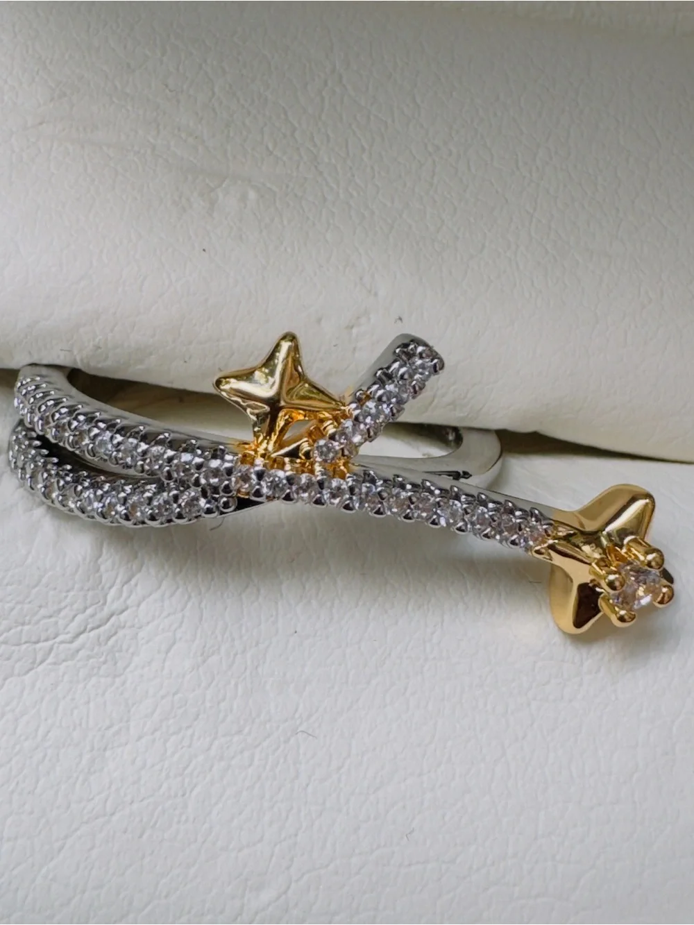 Gold & Silver Star Accent Double Band Ring